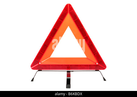 Hazard warning triangle isolated on a white background Stock Photo