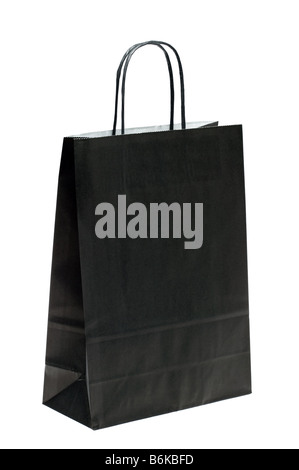 Black paper shopping bag isolated on a white background Stock Photo