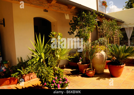 Restaurant and garden near Agrigento in Sicily, Italy Stock Photo