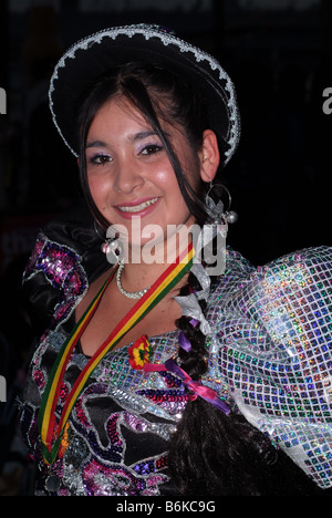 Bolivian dancer artist street thames festival carnival festival street theatre london england uk Stock Photo