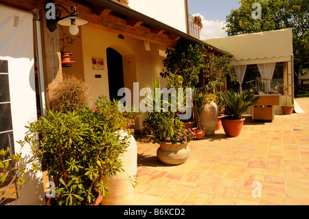 Restaurant and garden near Agrigento in Sicily, Italy Stock Photo