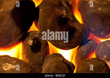 A gas coal effect fire burning Stock Photo