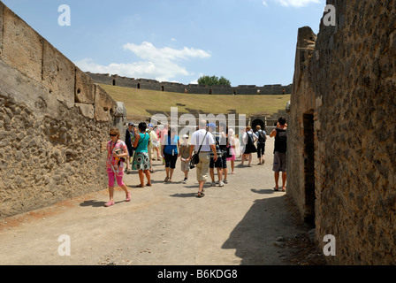 The Pompeii's amphitheatre main entrance. The Pompeii's amphitheatre is the oldest known Roman amphitheatre in existence, Italy. Stock Photo