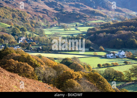 An autumn view of the village of Boot in Eskdale Cumbria Stock Photo