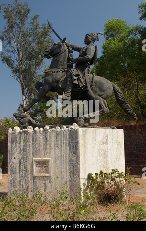 Statue of Maratha King and warrior Chattrapati Shivaji on horse with sword Ponda Goa India Stock Photo