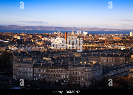 Looking Over Edinburgh New Town and Leith from Calton Hill, City of Edinburgh, Scotland. Stock Photo