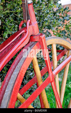 Veteran cycles at Buckler s Hard Beaulieu Hants detail of a boneshaker Stock Photo