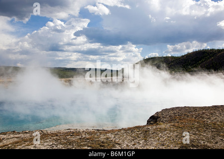 Excelsior Geyser Crater, Grand Prismatic Spring, Midway Geyser Basin, Yellowstone National Park, Wyoming, USA Stock Photo