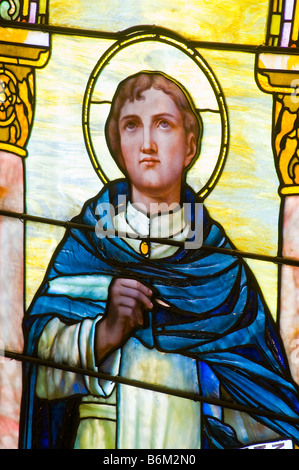 Saint Thomas Acquinas Stained Glass Window, Miraculous Medal Shrine, Philadelphia, Pennsylvania  USA Stock Photo