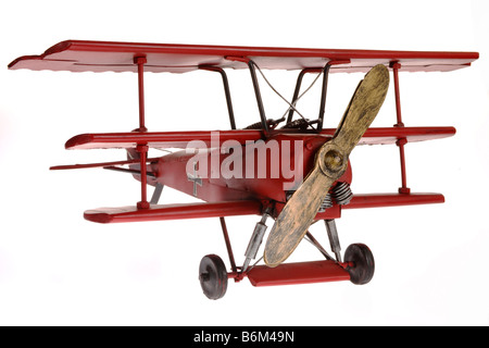 Red Fokker triplane isolated on white background Stock Photo