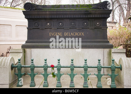 The Grave of Eugene Delacroix at the Pere Lachaise Cemetery Paris France Stock Photo