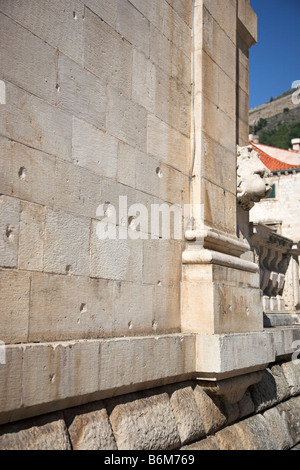Bullets holes on a war damaged building in Dubrovnik Croatia Stock Photo