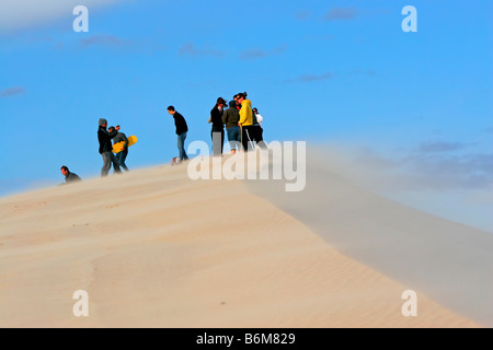 People Sandboarding, Little Sahara, Kangaroo Island, South Australia ...