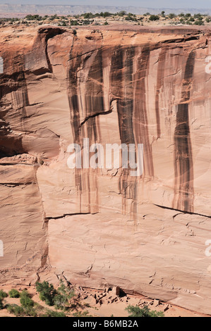 Telephoto overview of the Antelope House Ruin in Canyon del Muerto in Canyon de Chelly National Monument Arizona Stock Photo