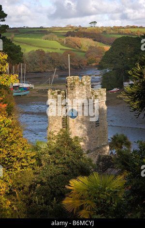 Tower of the Church of St Just in Roseland Cornwall Stock Photo