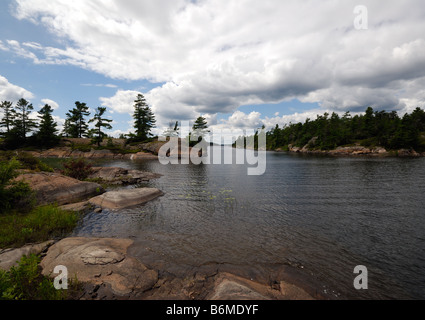 On the Pickerel River just before it joins the French River in Northern Ontario, Canada Stock Photo