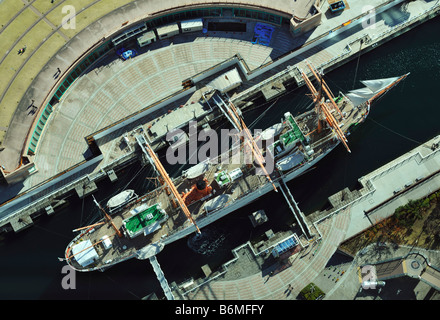 Aerial view of the Nippon Maru ship at Minato Mirai 21, Yokohama JP Stock Photo