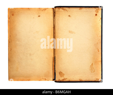 Distressed Stained Old Work Book Open For Your Text or Designs Stock Photo
