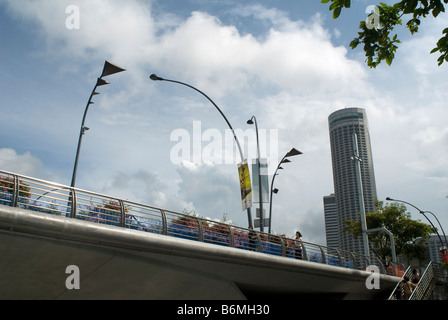 Walkway bridge behind The Singapore F1 street circuit, the new and the most modern F1 circuit at South East Asia Stock Photo