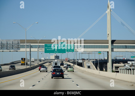 The I 95 interstate highway northbound traffic northern Florida USA Stock Photo