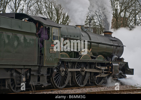 King Edward 1st Steam Locomotive leaving Paignton Station in Devon pulling the Torbay Yuletide Express Stock Photo