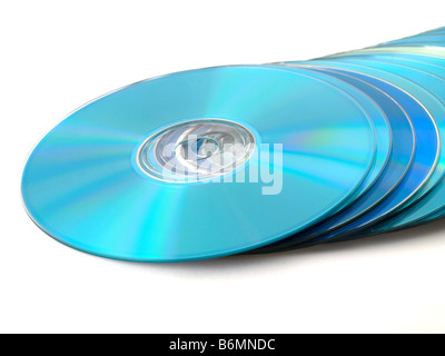 CDs DVDs on White Background Stock Photo