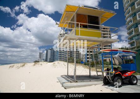 Surf rescue lifeguard tower and surf buggy on Gold coast beach,Queensland,Australia Stock Photo