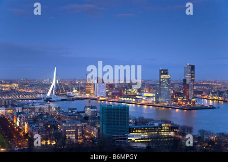 Aerial view of Rotterdam from Euromast tower dusk Rotterdam The Netherlands Stock Photo