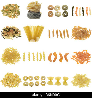 pasta collection isolated on a white background all pieces individually photographed in studio Stock Photo