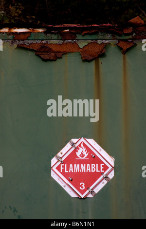 Red sign warning flammable Stock Photo