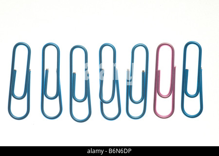 colored paperclips isolated on white background Stock Photo