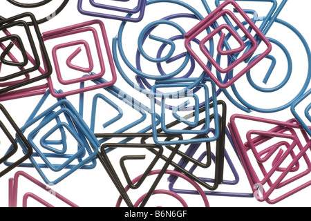 colored paperclips isolated on white background Stock Photo