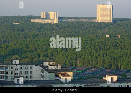 1980s apartment buildings and headquarters of Russian intelligence service, Moscow, Russia Stock Photo