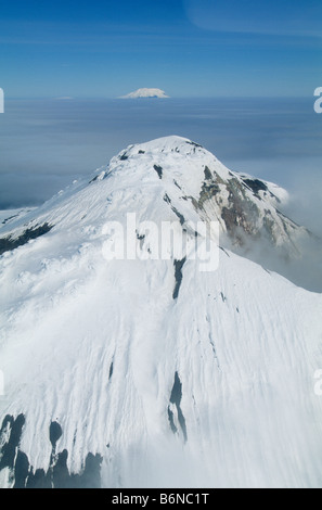 Summit of Mt. Curry active volcano ca. 551 metres. Zavodovsky island, South Sandwich islands, Antarctica, Visokoi Island behind Stock Photo