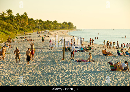 Naples Municipal Beach Naples Florida fl late afternoon sunbathers soft
