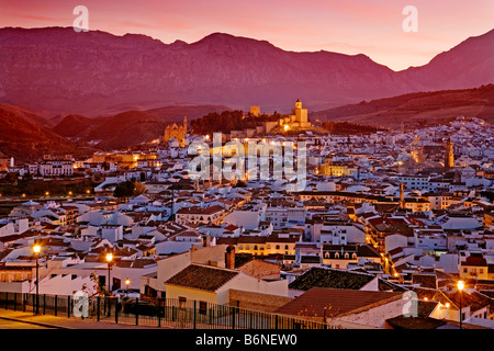 Panoramic sunset of the monumental city of Antequera malaga andalusia spain Stock Photo