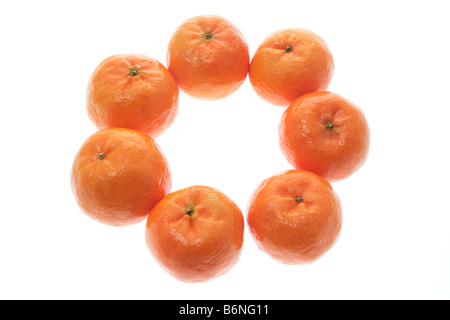 Mandarins Arranged in Circle Stock Photo