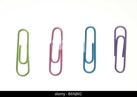 colored paperclips isolated on white background Stock Photo