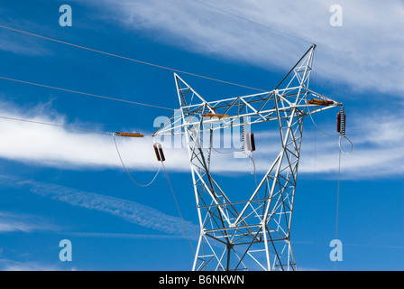 electricity transmission lines Stock Photo