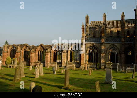 Ruins of Melrose Abbey (1136), Scotland Stock Photo