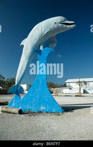 concrete dolphin, Grassy Key Florida Stock Photo