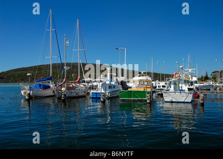 Colourful boats in marina at Emu Point in Albany Western Australia Stock Photo