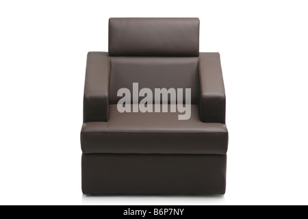 Image of a modern black leather armchair Stock Photo