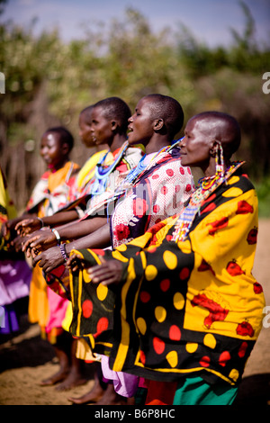 women singing in masai mara village Stock Photo