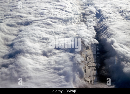 Aerial view of dramatic white clouds against a blue sky Stock Photo