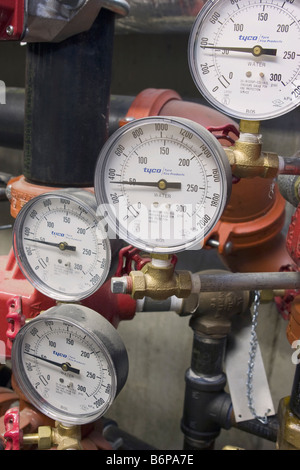 Water pressure gauge on fire suppression system Stock Photo - Alamy