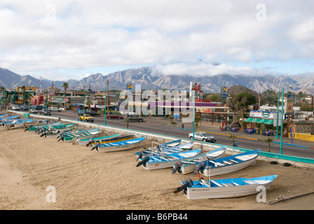 The beachfront of San Felipe Mexico, where you can hire a boat for a fishing trip on the spot Stock Photo