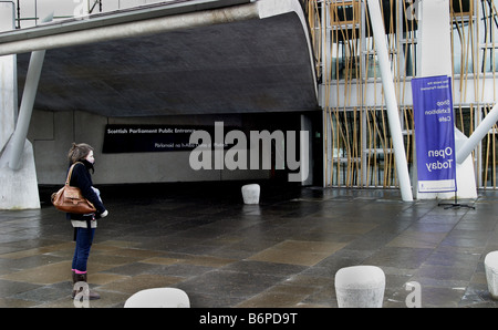 Public entrance to the Scottish Parliament building in Edinburgh Scotland Stock Photo