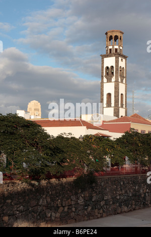 The bellfry of the church La Iglesia de Nuestra Señora de la Concepción built in 1502 in Santa Cruz Tenerife Stock Photo