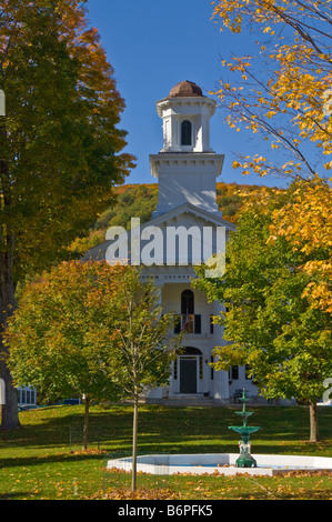 Autumn fall colours around traditional white Windham county court house Newfane Vermont USA United States of America Stock Photo